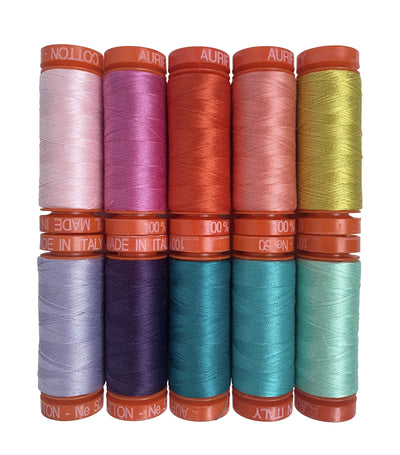 Aurifil Thread 50 wt Cotton 5 Small spools Holiday Homies by Tula Pink